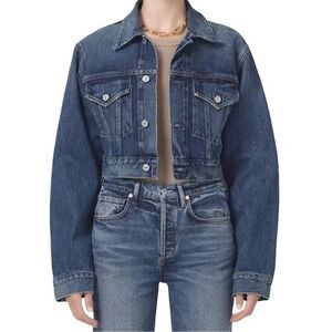NWOT Citizens of Humanity Cybil Crop Denim Jean Jacket in Fabian Size Small